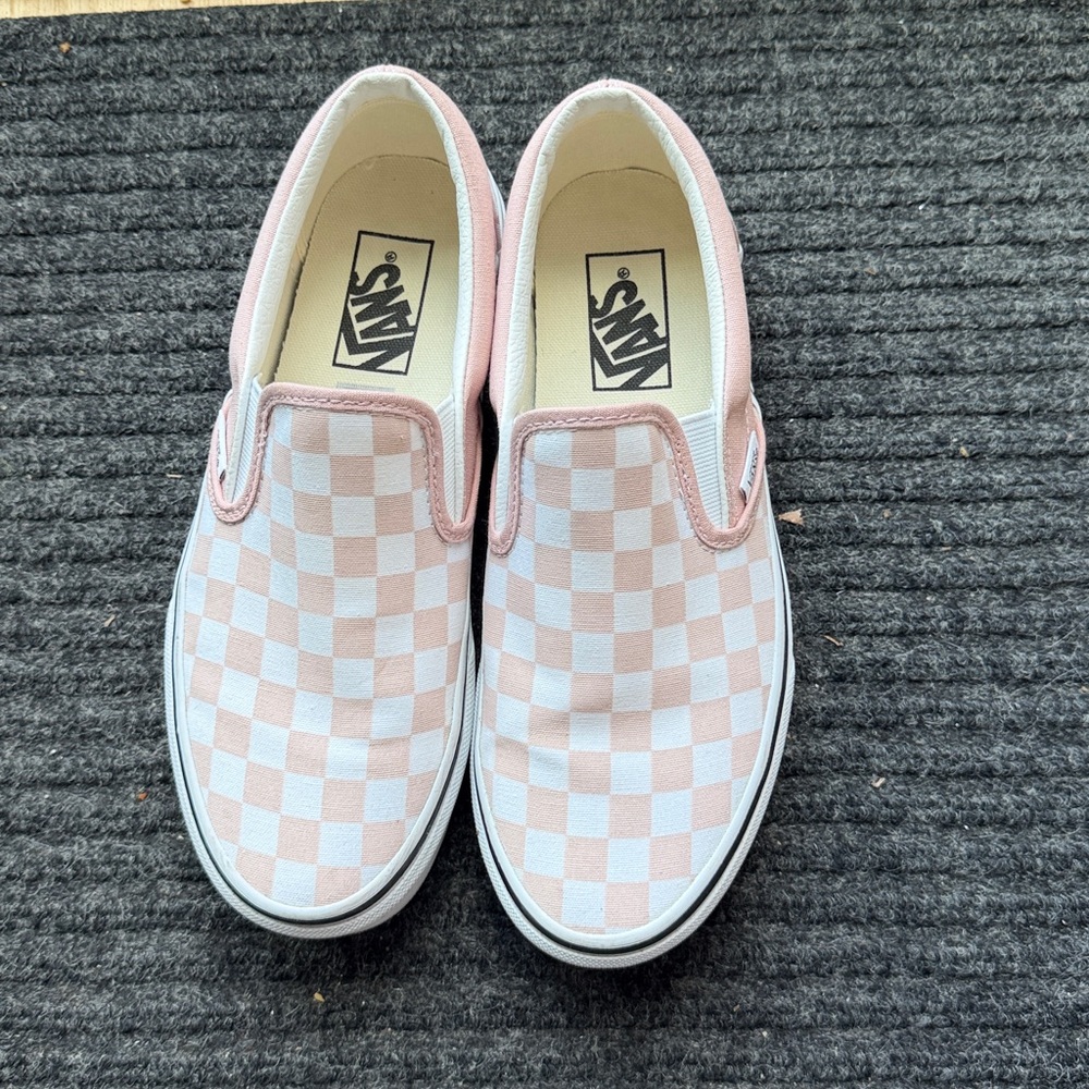 Vans Classic Pink and White Checkered Slip-Ons